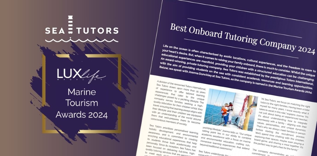 Sea Tutors Wins Best Onboard Tutoring Company at the LUXlife Marine Tourism Awards